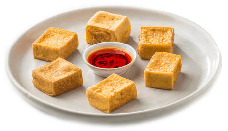 Sun-Up Singapore Tofu Supplier Deep Fried Tofu on plate